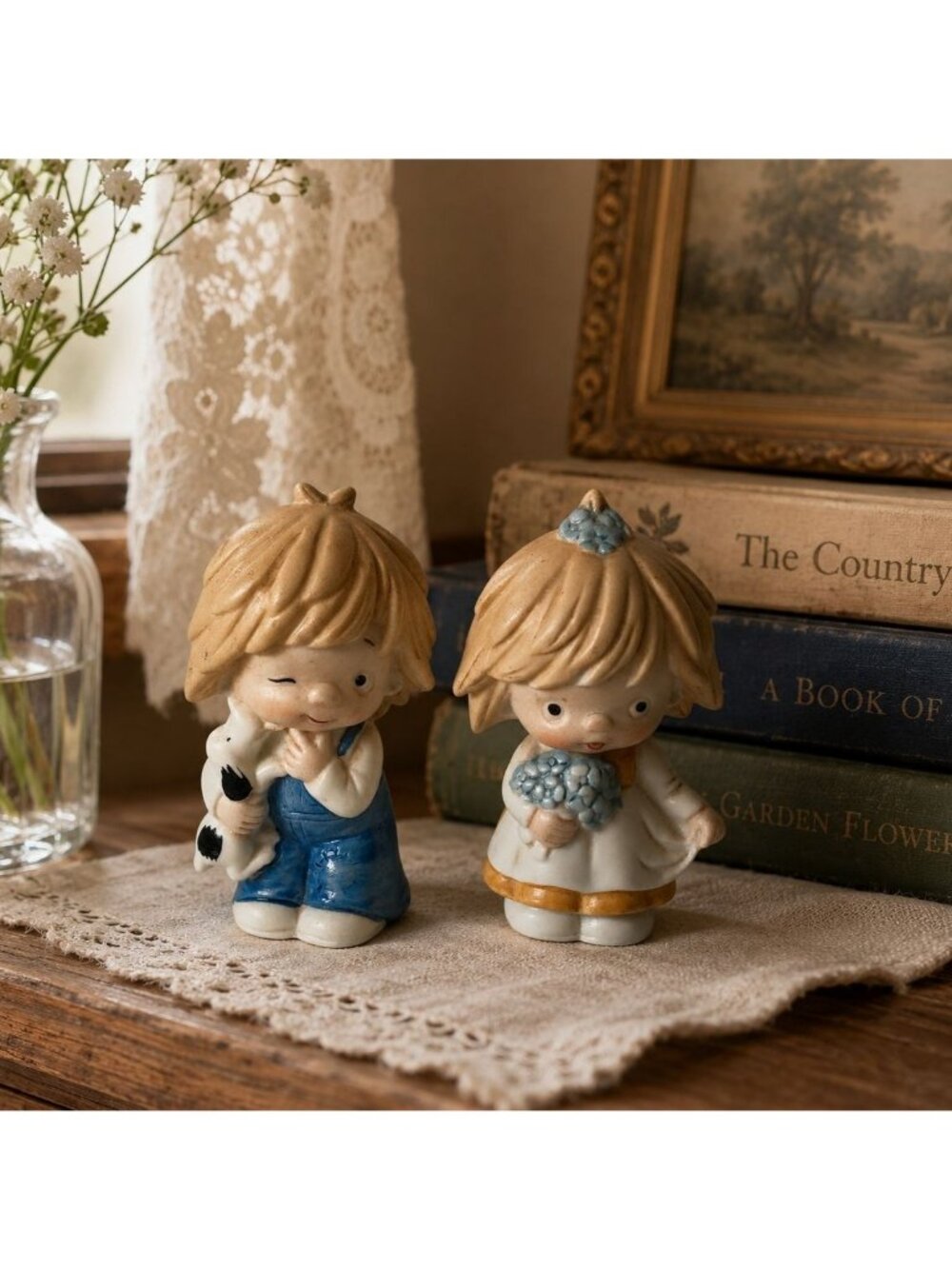 Vintage Children Figurines Boy and Girl Made in Japan Home Decor Collectible
